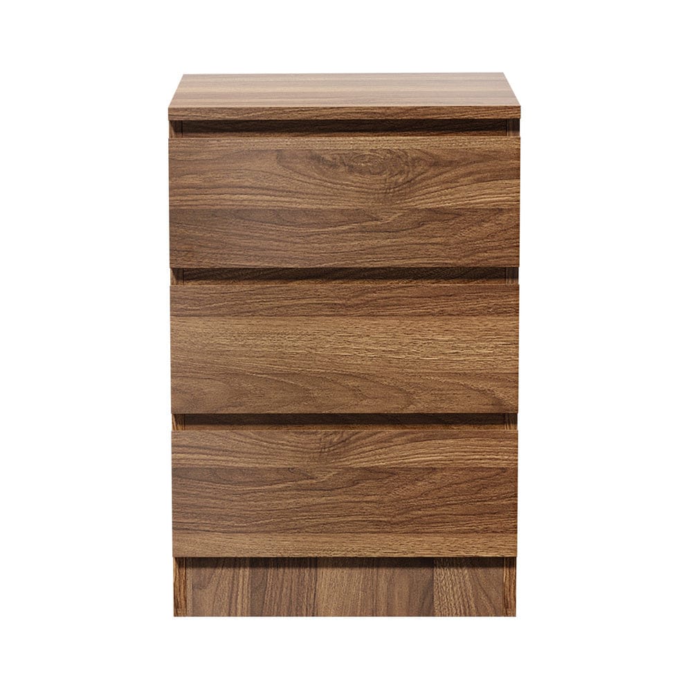 Oikiture Bedside Table Oikiture 2x Bedside Table 3 Drawers Side Table Storage Cabinet Walnut
