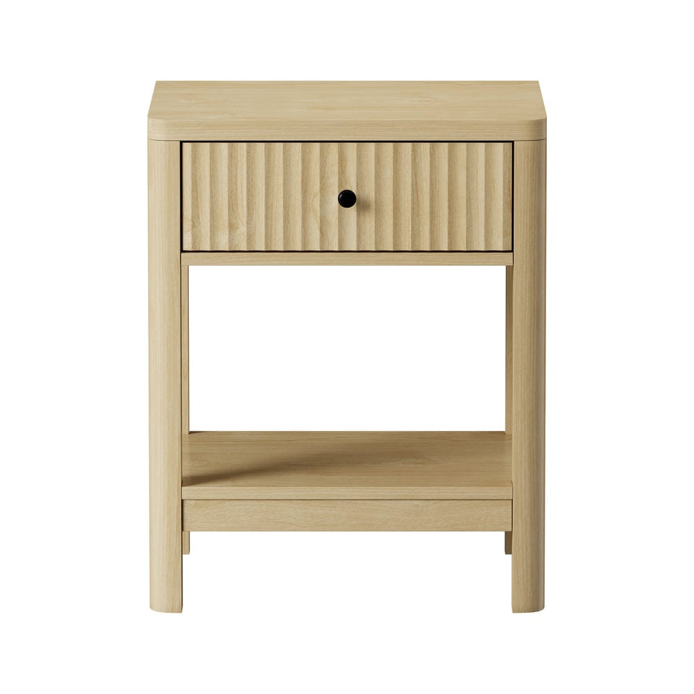 Oikiture Bedside Table Oikiture 2x Bedside Table Drawer Side Table Storage Nightstand Natural