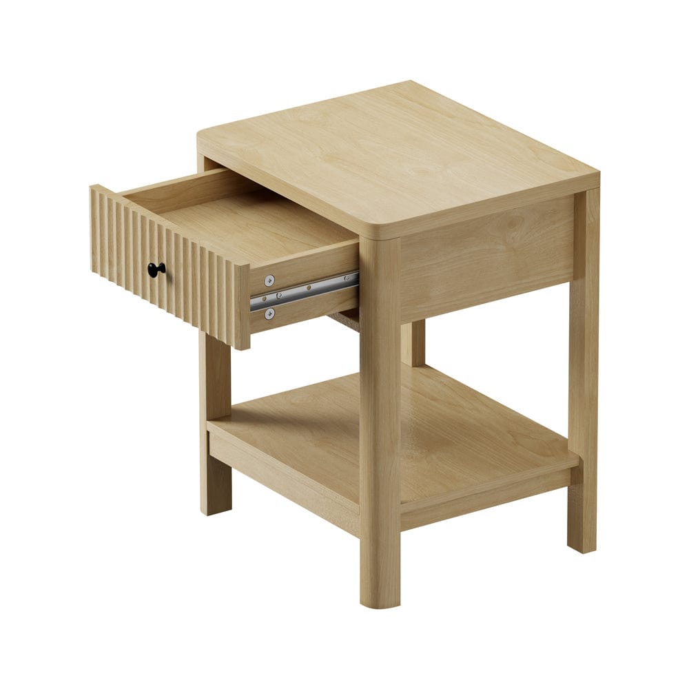Oikiture Bedside Table Oikiture 2x Bedside Table Drawer Side Table Storage Nightstand Natural