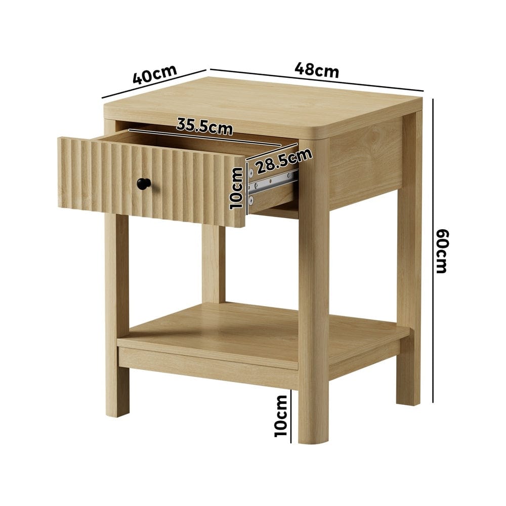 Oikiture Bedside Table Oikiture 2x Bedside Table Drawer Side Table Storage Nightstand Natural
