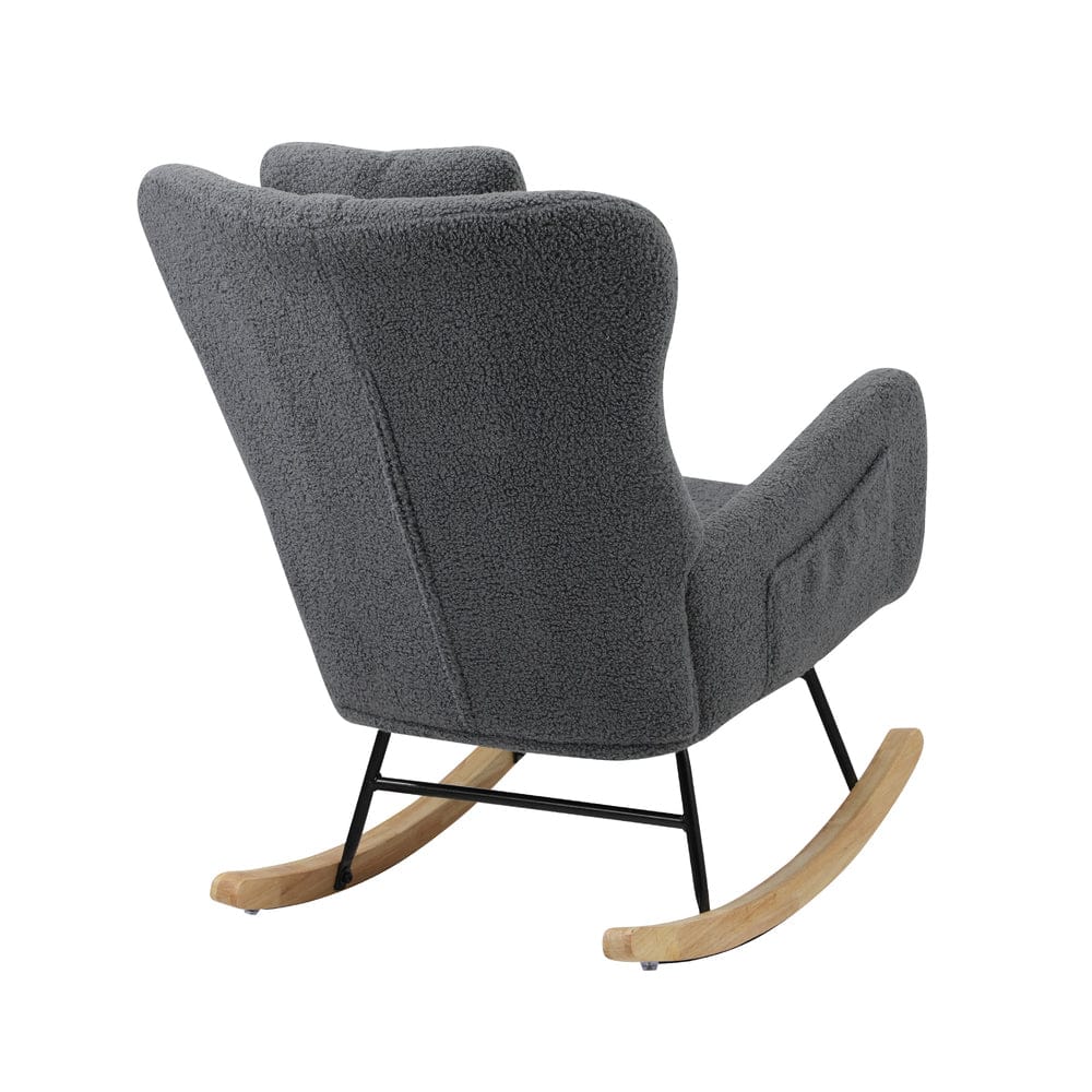 Oikiture Armchair Oikiture 2x Rocking Armchair Nursing Sherpa Chairs With 2 Pillow Grey