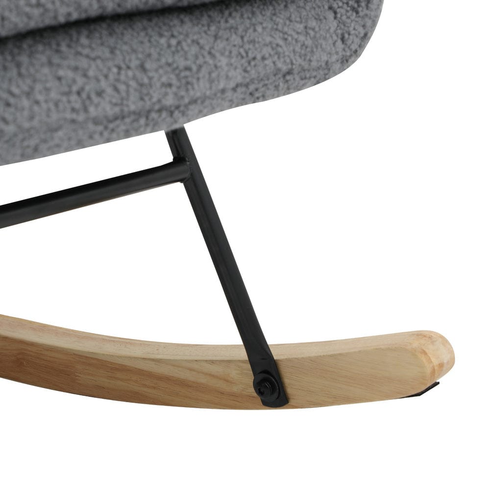 Oikiture Armchair Oikiture 2x Rocking Armchair Nursing Sherpa Chairs With 2 Pillow Grey