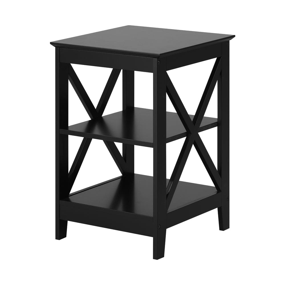 Oikiture Bedside Table Oikiture 2x Side Table Coffee Bedside Sofa Tables 3-tier Shelf Black