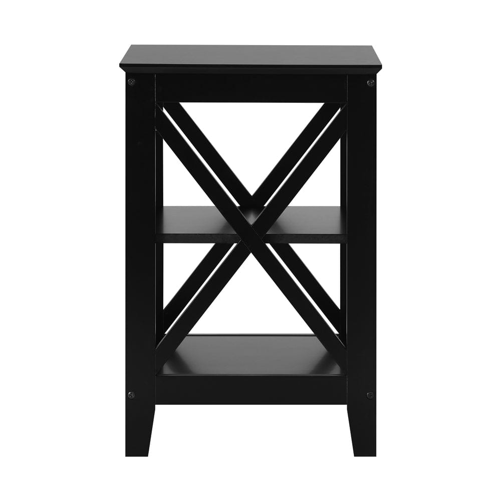 Oikiture Bedside Table Oikiture 2x Side Table Coffee Bedside Sofa Tables 3-tier Shelf Black