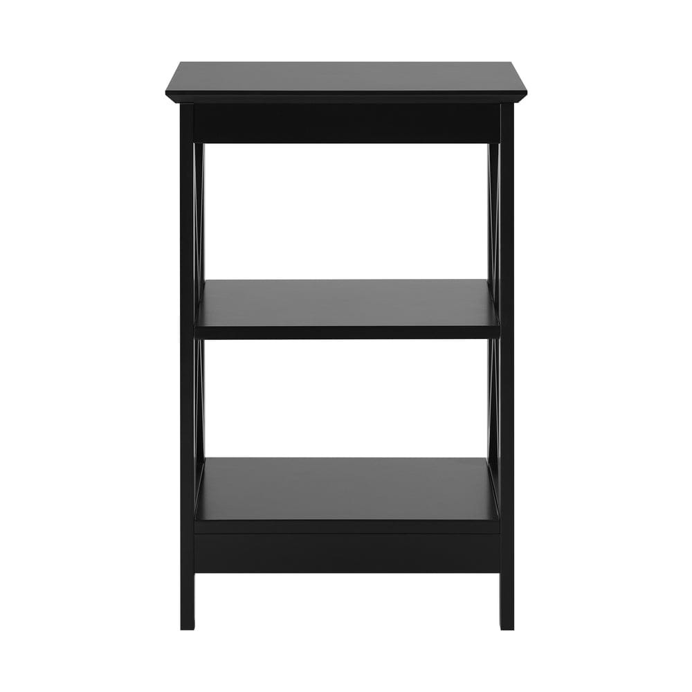 Oikiture Bedside Table Oikiture 2x Side Table Coffee Bedside Sofa Tables 3-tier Shelf Black