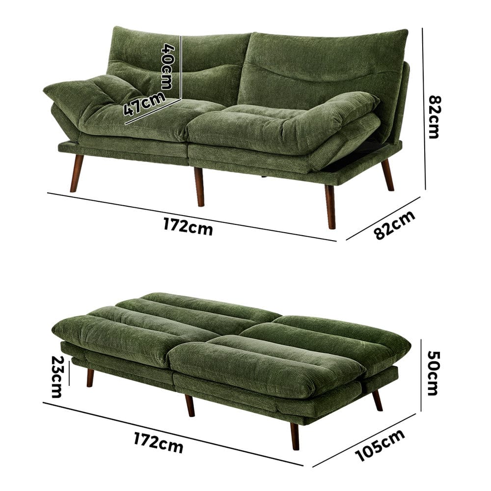 Oikiture Sofa Bed Oikiture 3 Seater Sofa Bed Recliner Convertible Chenille Green Beds