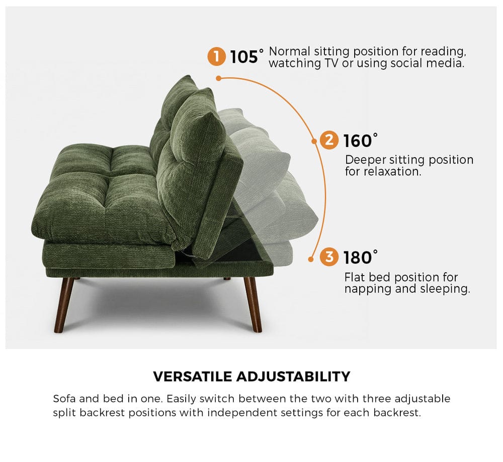 Oikiture Sofa Bed Oikiture 3 Seater Sofa Bed Recliner Convertible Chenille Green Beds