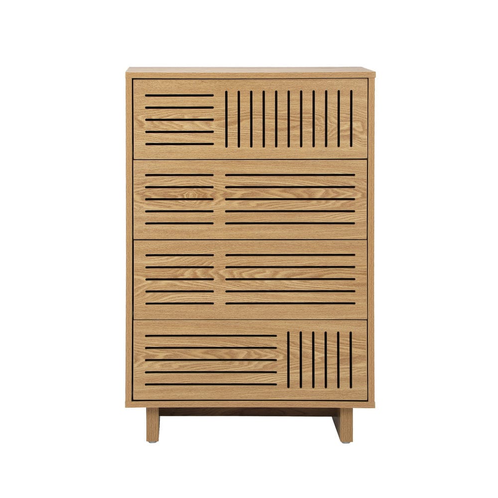 Oikiture Chest of Drawers Oikiture 4 Chest of Drawers Storage Cabinet Tallboy Natural Set of 2