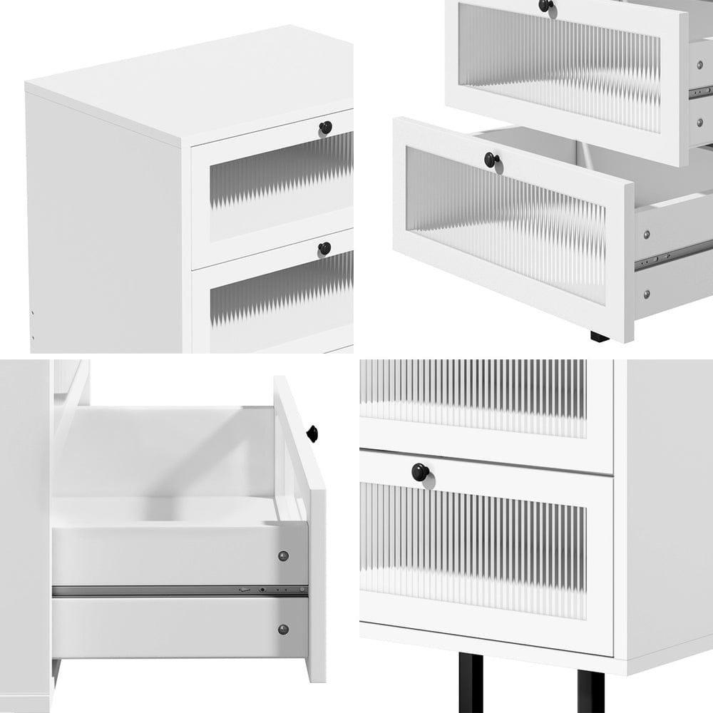 Oikiture Chest of Drawers Oikiture 4 Chest of Drawers Tallboy Dresser Cabinet White Set of 2