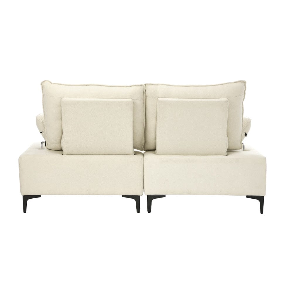 Oikiture Sofa Oikiture 4 Seater Sofa Couch Chenille Adjustable Armrest Chair Beige