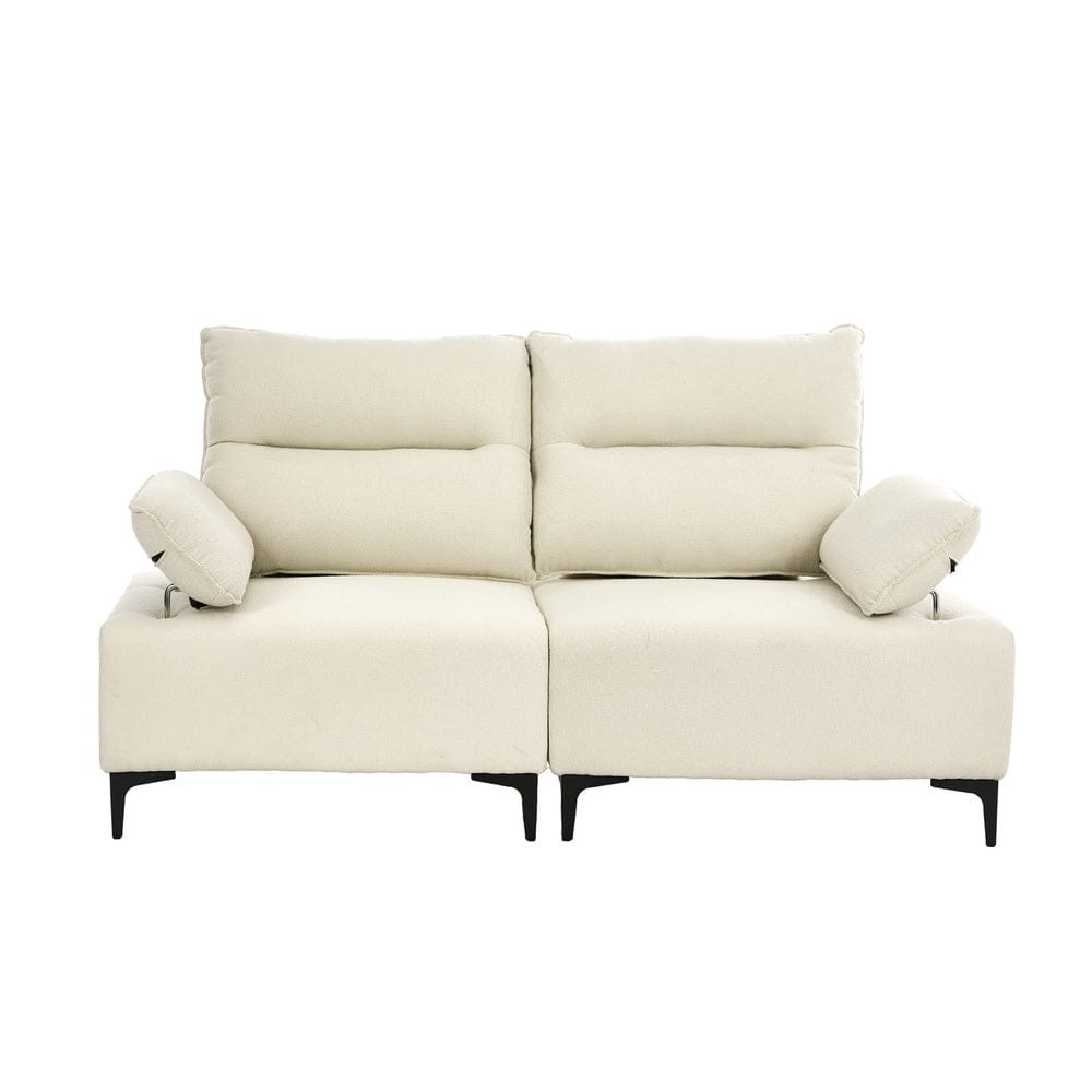 Oikiture Sofa Oikiture 4 Seater Sofa Couch Chenille Adjustable Armrest Chair Beige