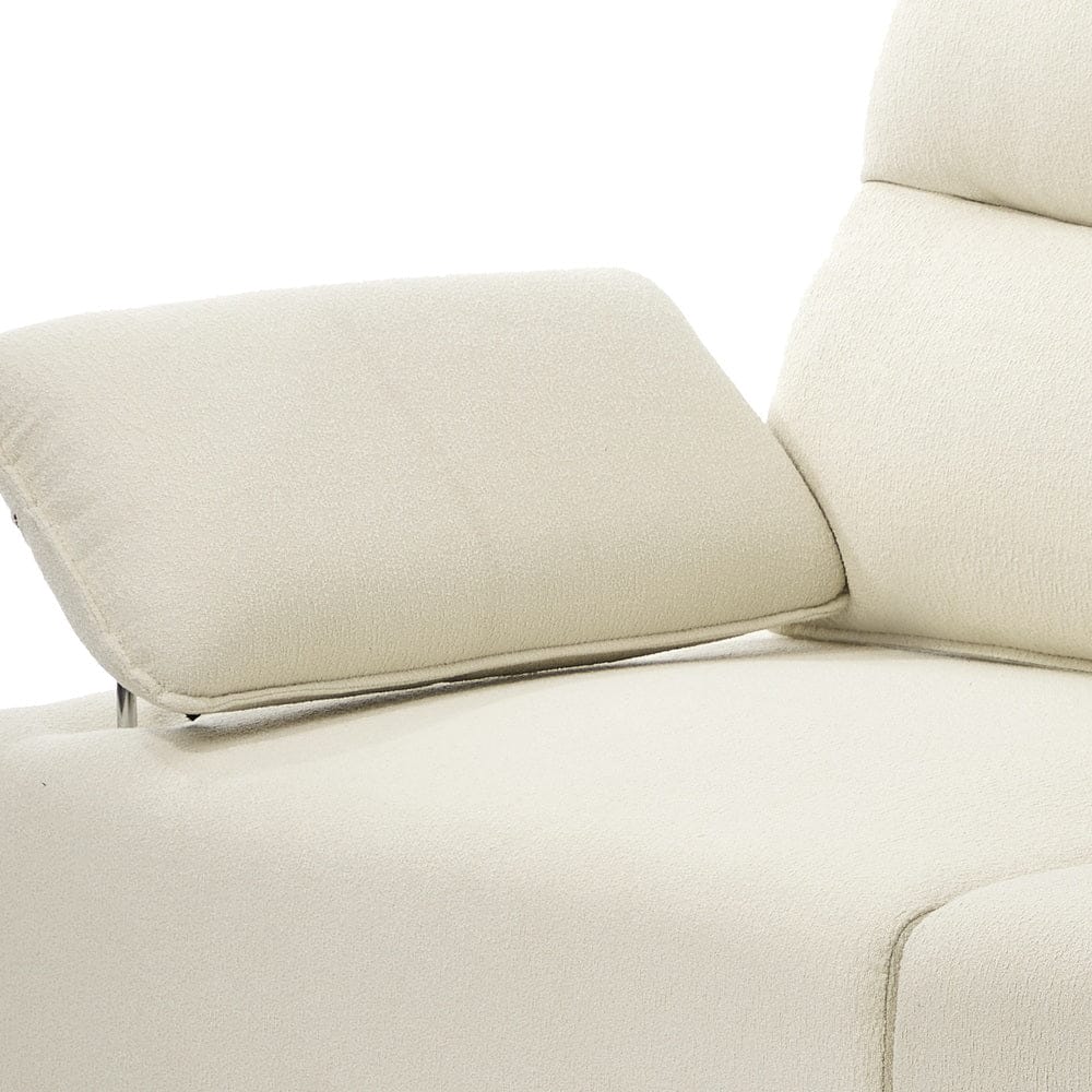 Oikiture Sofa Oikiture 4 Seater Sofa Couch Chenille Adjustable Armrest Chair Beige