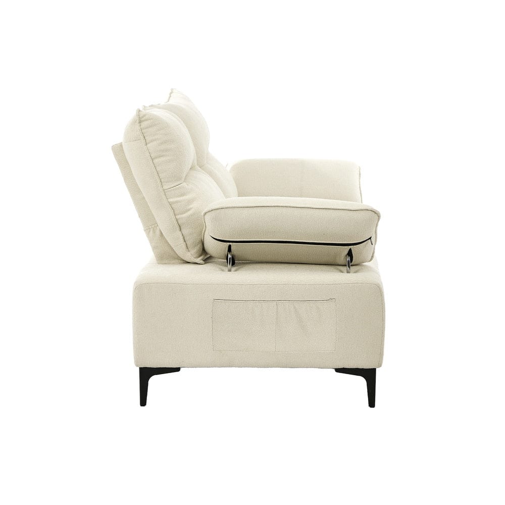 Oikiture Sofa Oikiture 4 Seater Sofa Couch Chenille Adjustable Armrest Chair Beige