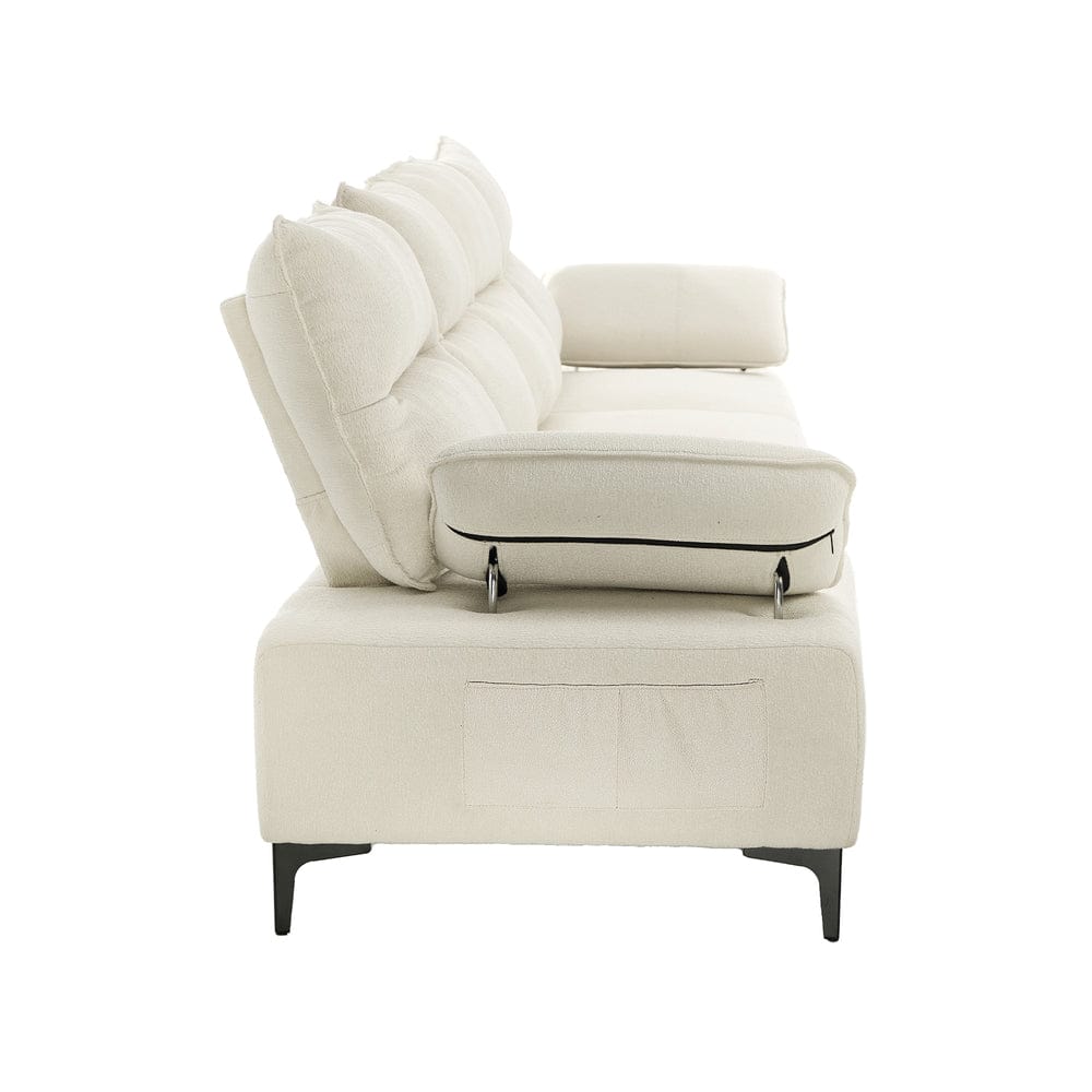 Oikiture Chair Oikiture 5 Seater Sofa Couch Chenille Adjustable Armrest Chair Beige