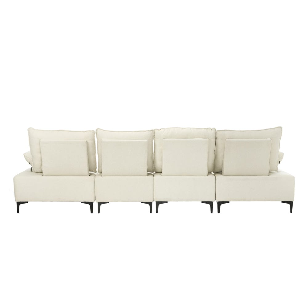 Oikiture Chair Oikiture 5 Seater Sofa Couch Chenille Adjustable Armrest Chair Beige