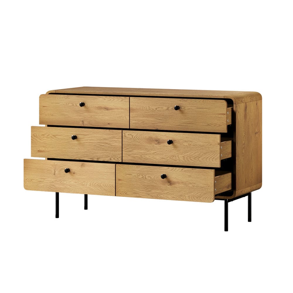 Oikiture Chest of Drawers Oikiture 6 Chest of Drawers Tallboy Storage Cabinet Dresser Natural