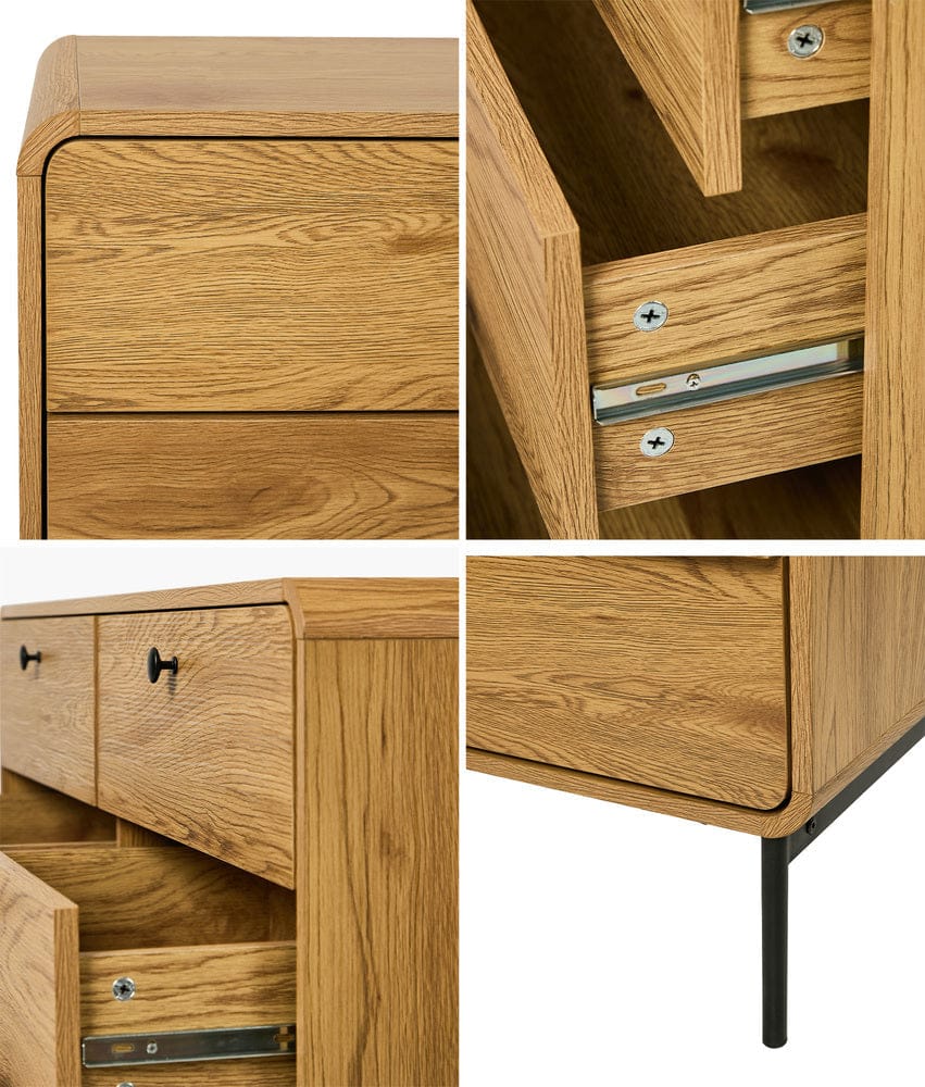 Oikiture Chest of Drawers Oikiture 6 Chest of Drawers Tallboy Storage Cabinet Dresser Natural