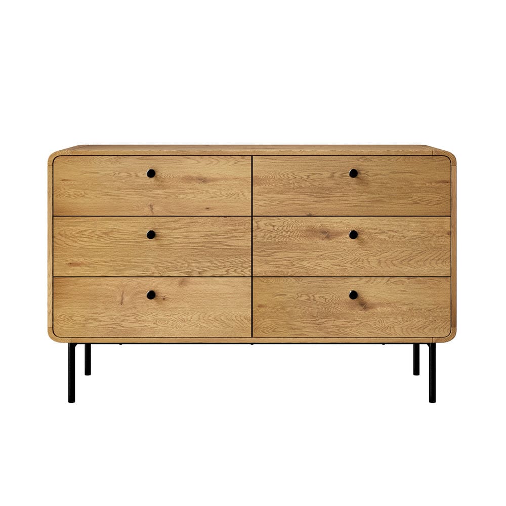 Oikiture Chest of Drawers Oikiture 6 Chest of Drawers Tallboy Storage Cabinet Dresser Natural