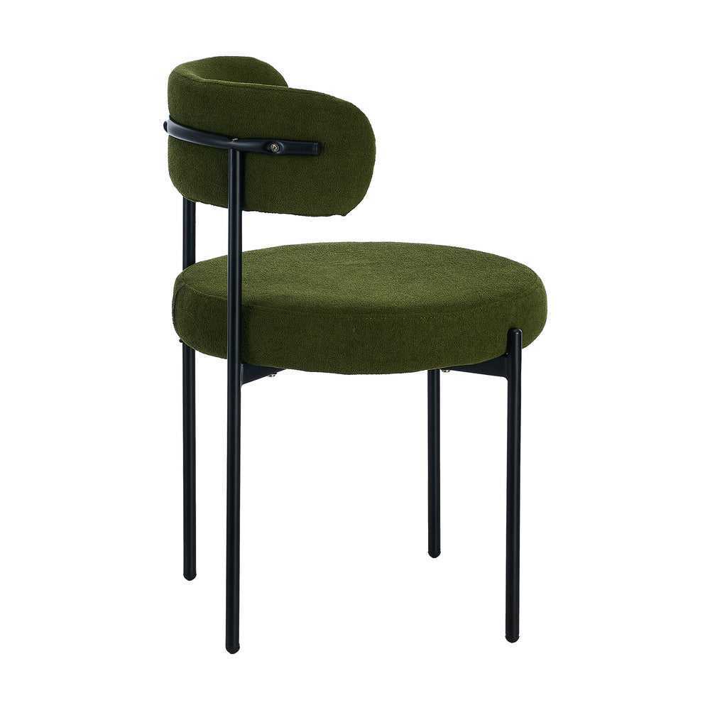 Oikiture Oikiture 8x Dining Chair Round Boucle Seats Backrest Green