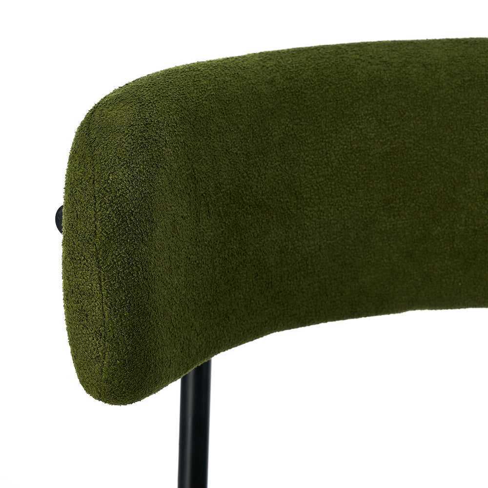 Oikiture Oikiture 8x Dining Chair Round Boucle Seats Backrest Green