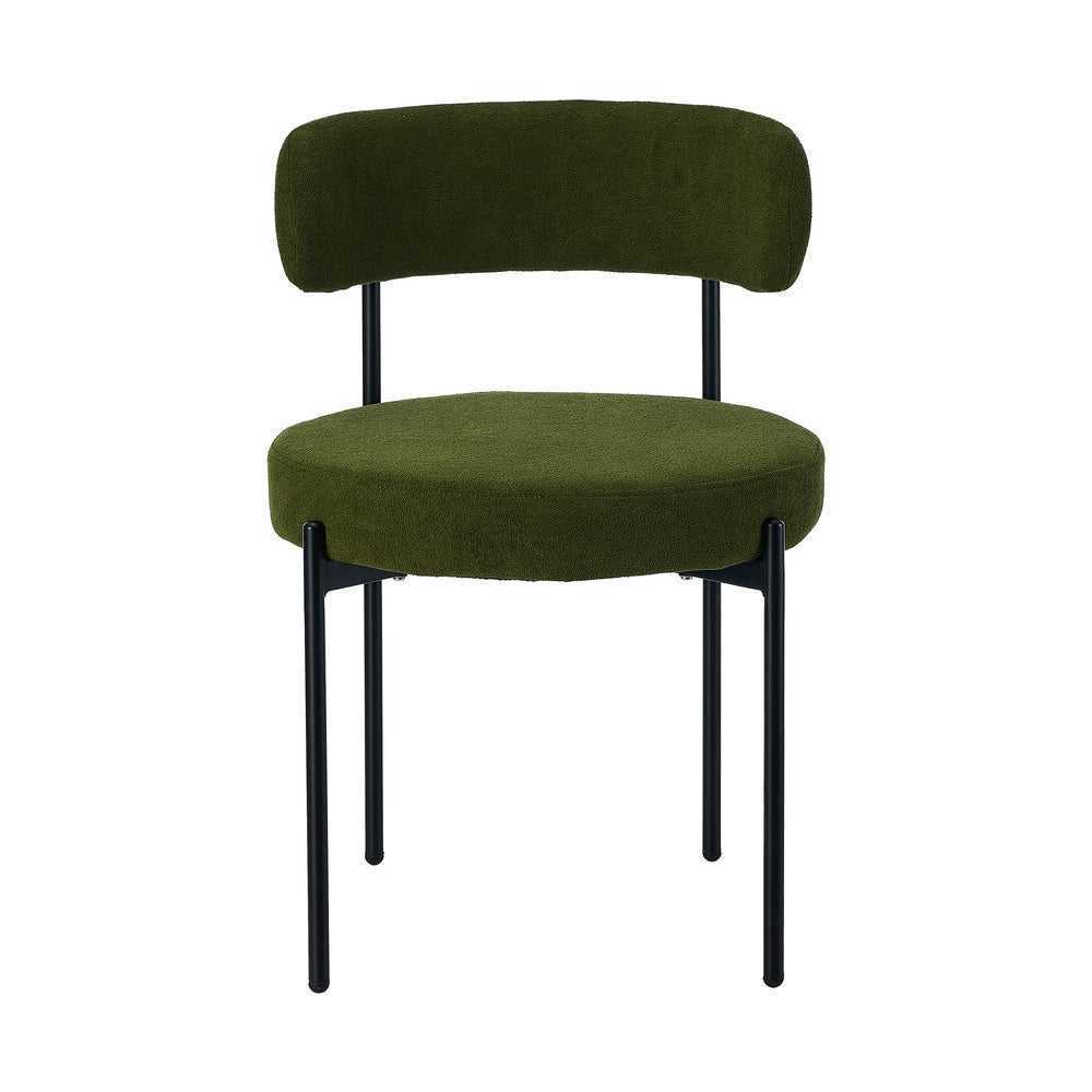 Oikiture Oikiture 8x Dining Chair Round Boucle Seats Backrest Green