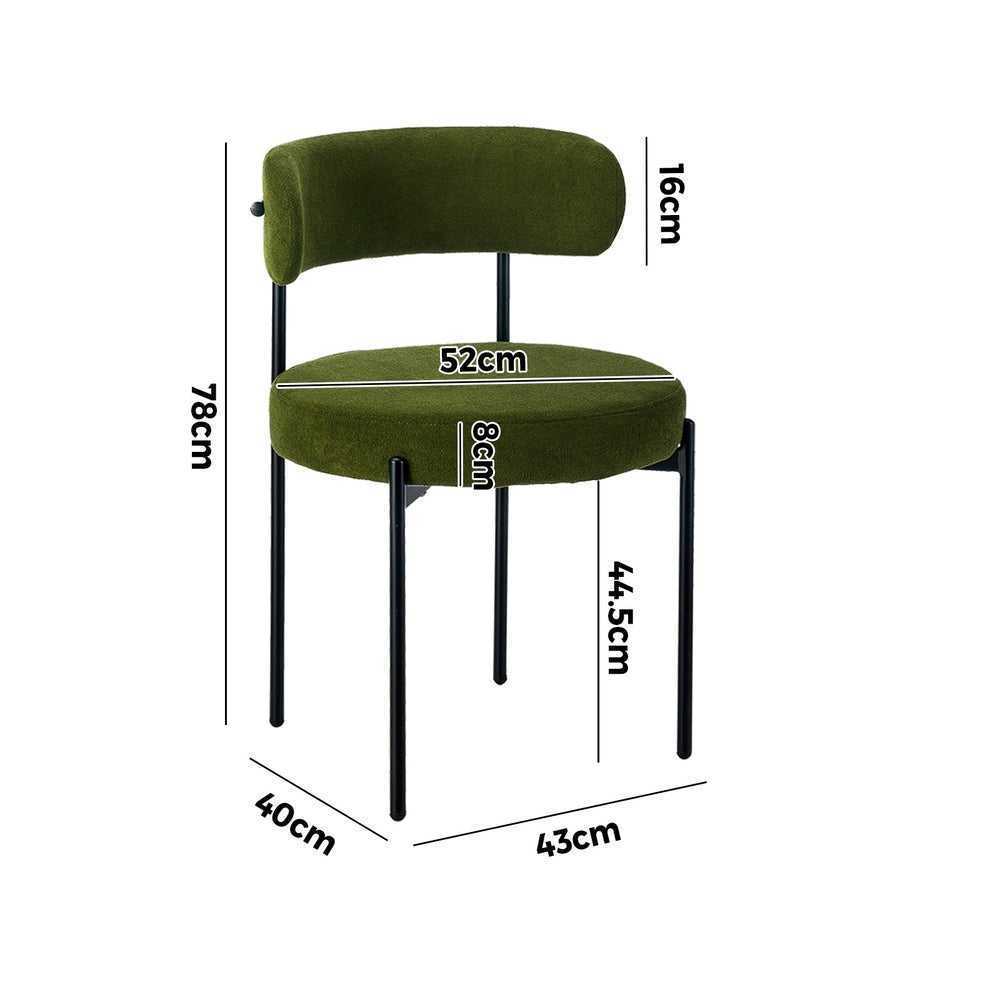Oikiture Oikiture 8x Dining Chair Round Boucle Seats Backrest Green