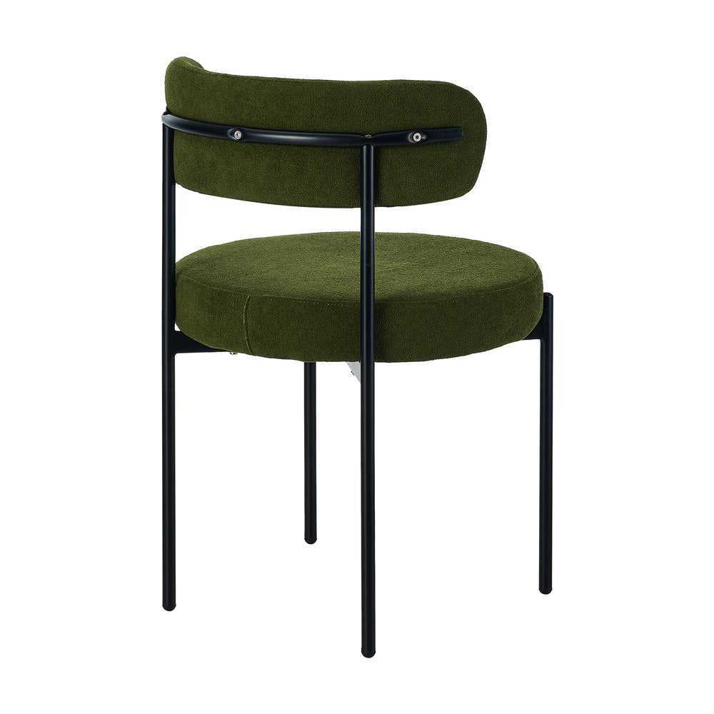 Oikiture Oikiture 8x Dining Chair Round Boucle Seats Backrest Green