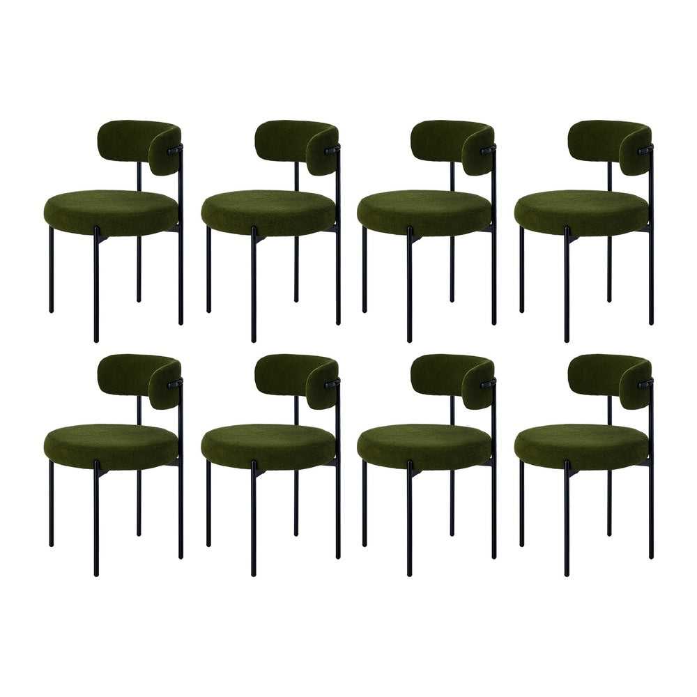 Oikiture Oikiture 8x Dining Chair Round Boucle Seats Backrest Green