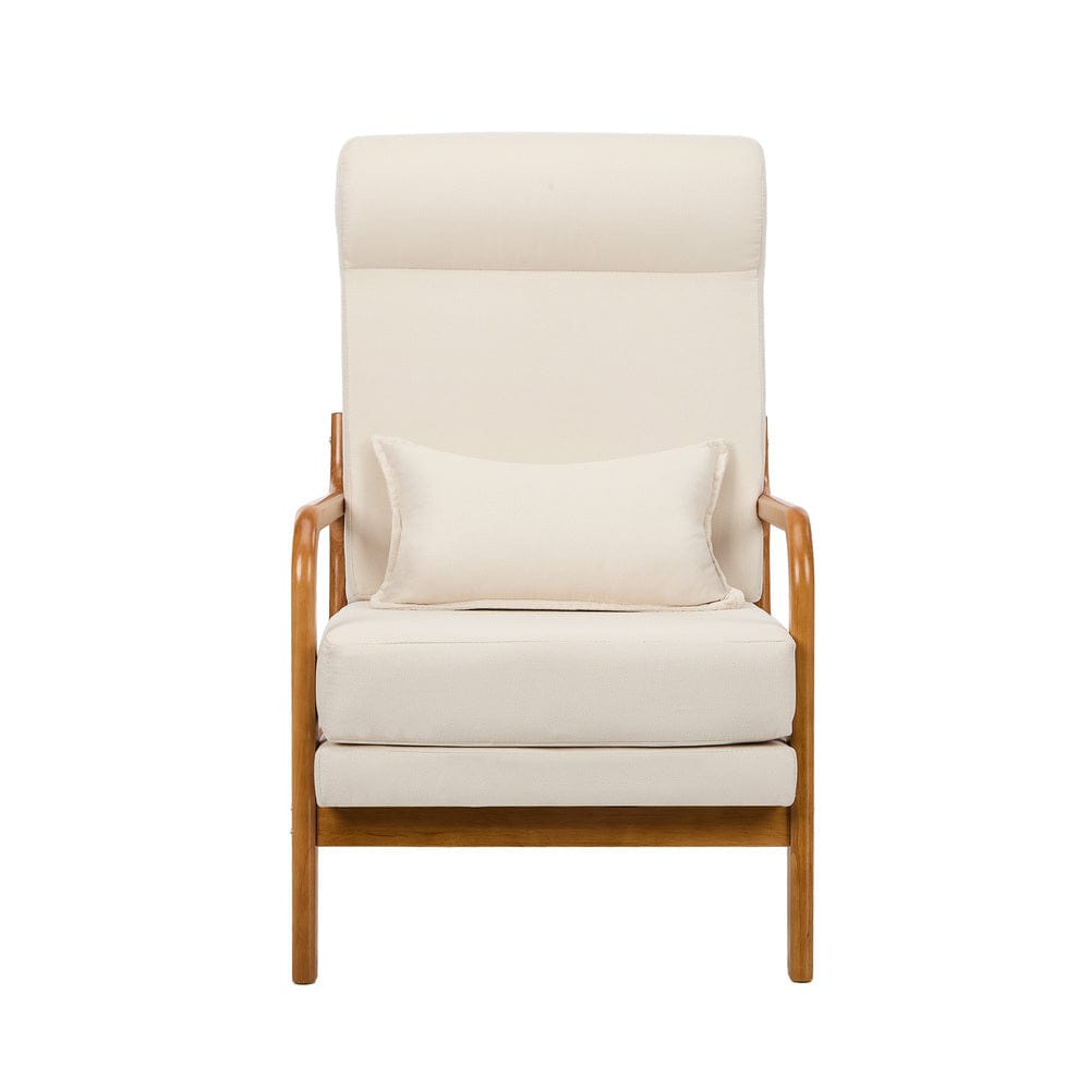 Oikiture Accent Chair Oikiture Armchair Linen Fabric Lounge Chair with Lumbar Pillow Beige