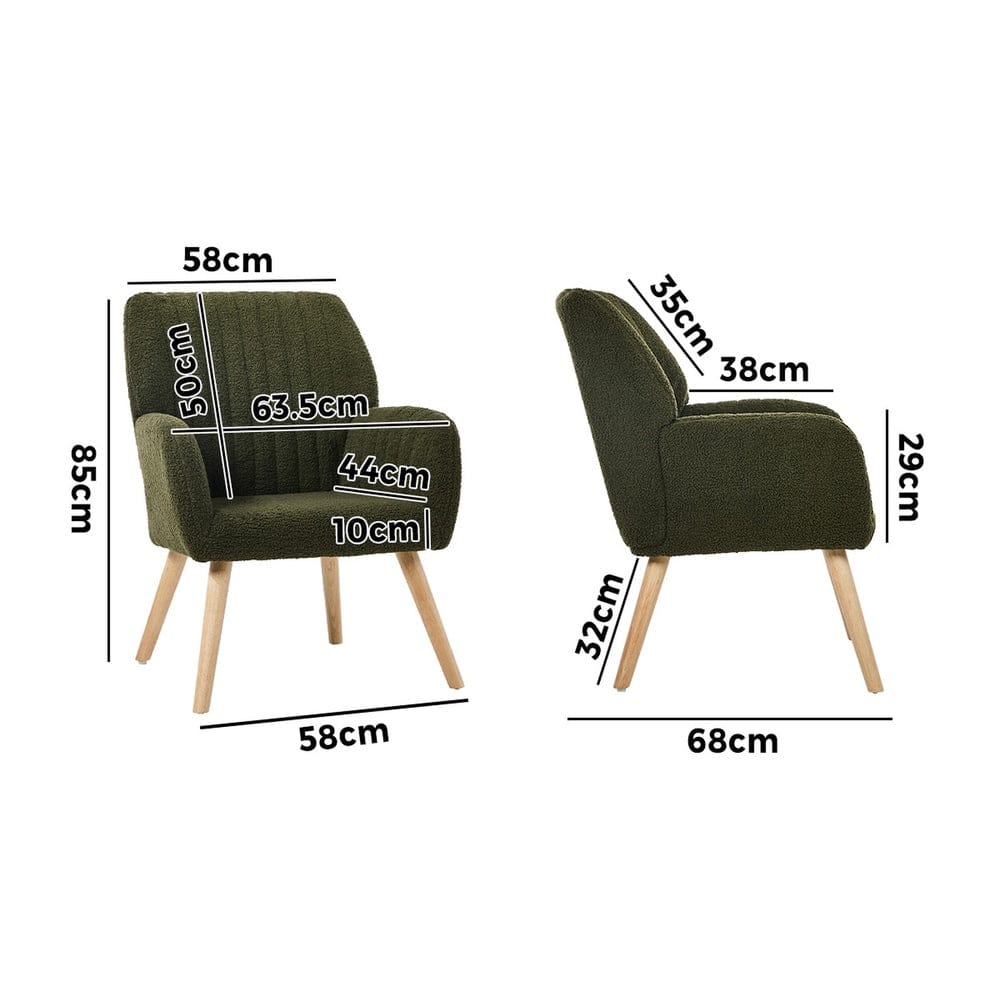Oikiture Accent Chair Oikiture Armchair Lounge Sofa Chair Sherpa Accent Couch Green