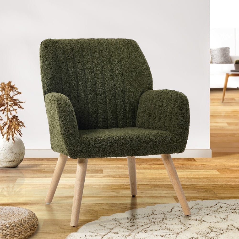 Oikiture Accent Chair Oikiture Armchair Lounge Sofa Chair Sherpa Accent Couch Green