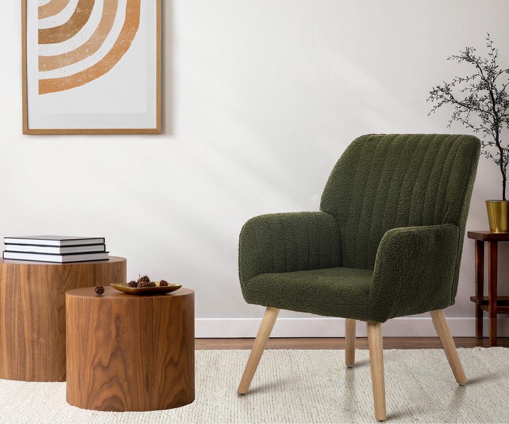 Oikiture Accent Chair Oikiture Armchair Lounge Sofa Chair Sherpa Accent Couch Green