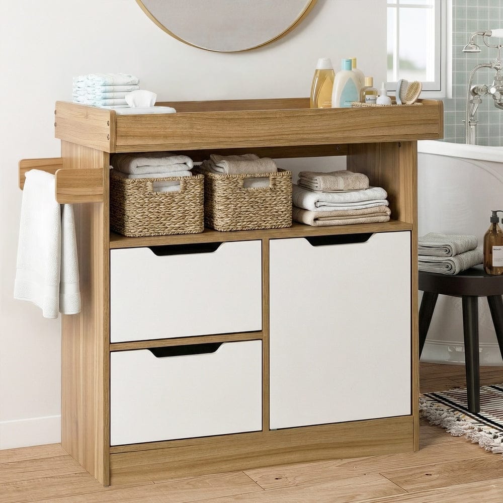Oikiture Chest of Drawers Oikiture Baby Changing Table Nursery Storage Drawers Shelves Cabinet