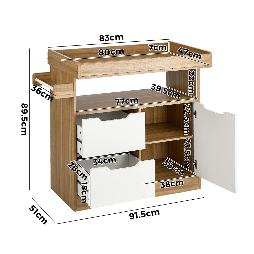 Oikiture Chest of Drawers Oikiture Baby Changing Table Nursery Storage Drawers Shelves Cabinet