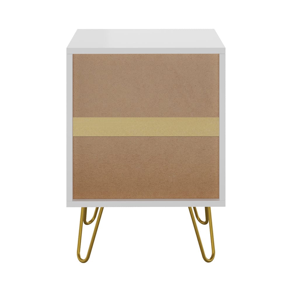 Oikiture Bedside Table Oikiture Bedside Table 2 Drawers Gold Metal Nightstand White