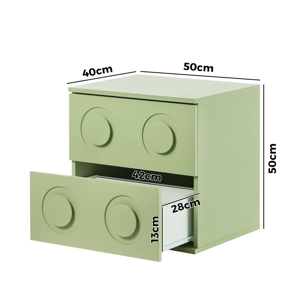 Oikiture Bedside Table Oikiture Bedside Table 2 Drawers Nightstand Side Storage Cabinet Green