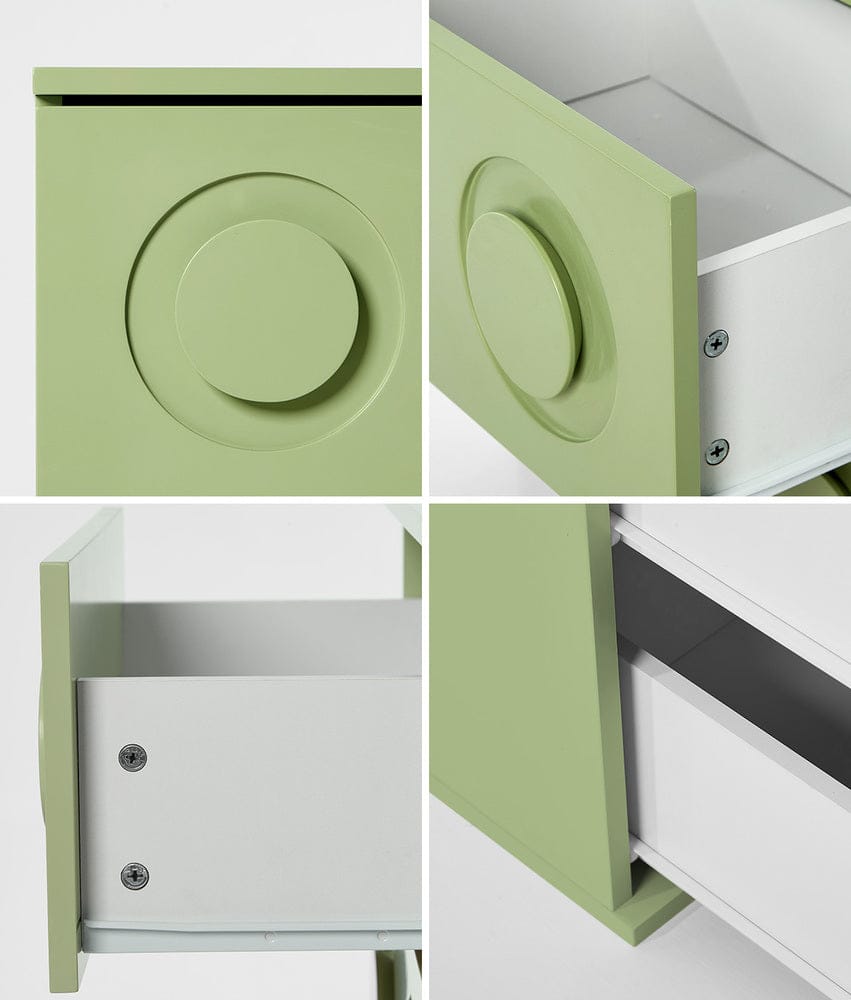 Oikiture Bedside Table Oikiture Bedside Table 2 Drawers Nightstand Side Storage Cabinet Green