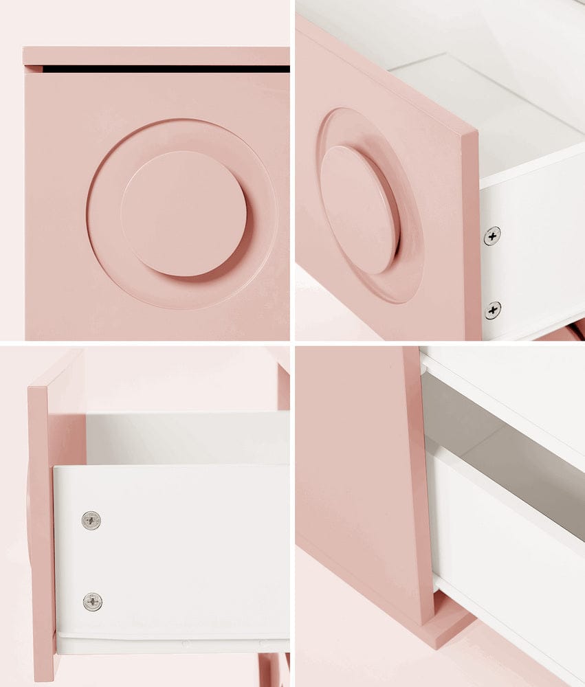 Oikiture Bedside Table Oikiture Bedside Table 2 Drawers Nightstand Side Storage Cabinet Pink