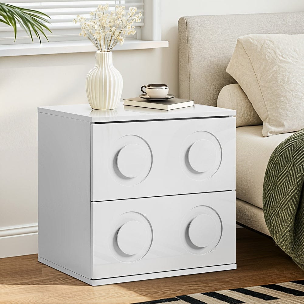 Oikiture Bedside Table Oikiture Bedside Table 2 Drawers Nightstand Side Storage Cabinet White