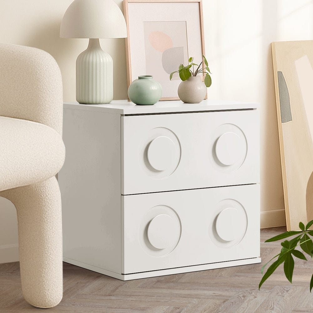 Oikiture Bedside Table Oikiture Bedside Table 2 Drawers Nightstand Side Storage Cabinet White
