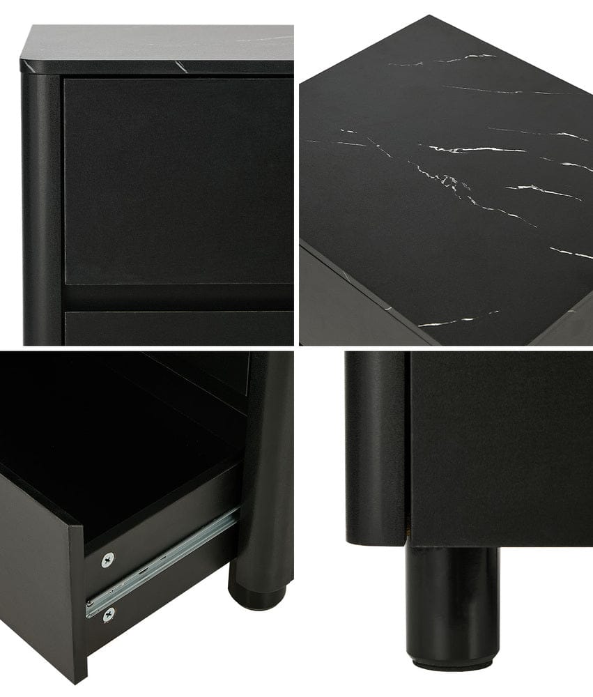 Oikiture Bedside Table Oikiture Bedside Table 2 Drawers Storage Cabinet Nightstand Black