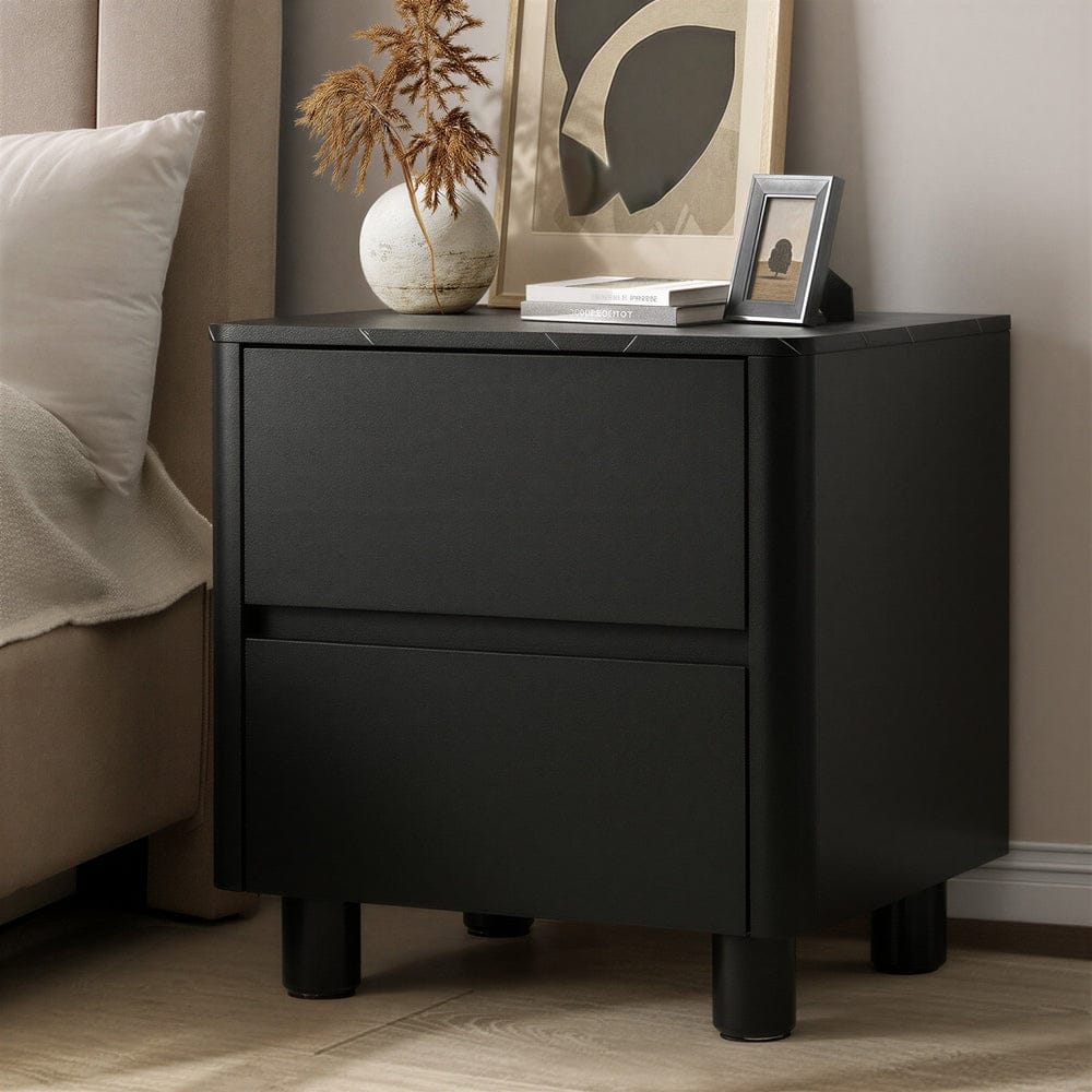 Oikiture Bedside Table Oikiture Bedside Table 2 Drawers Storage Cabinet Nightstand Black
