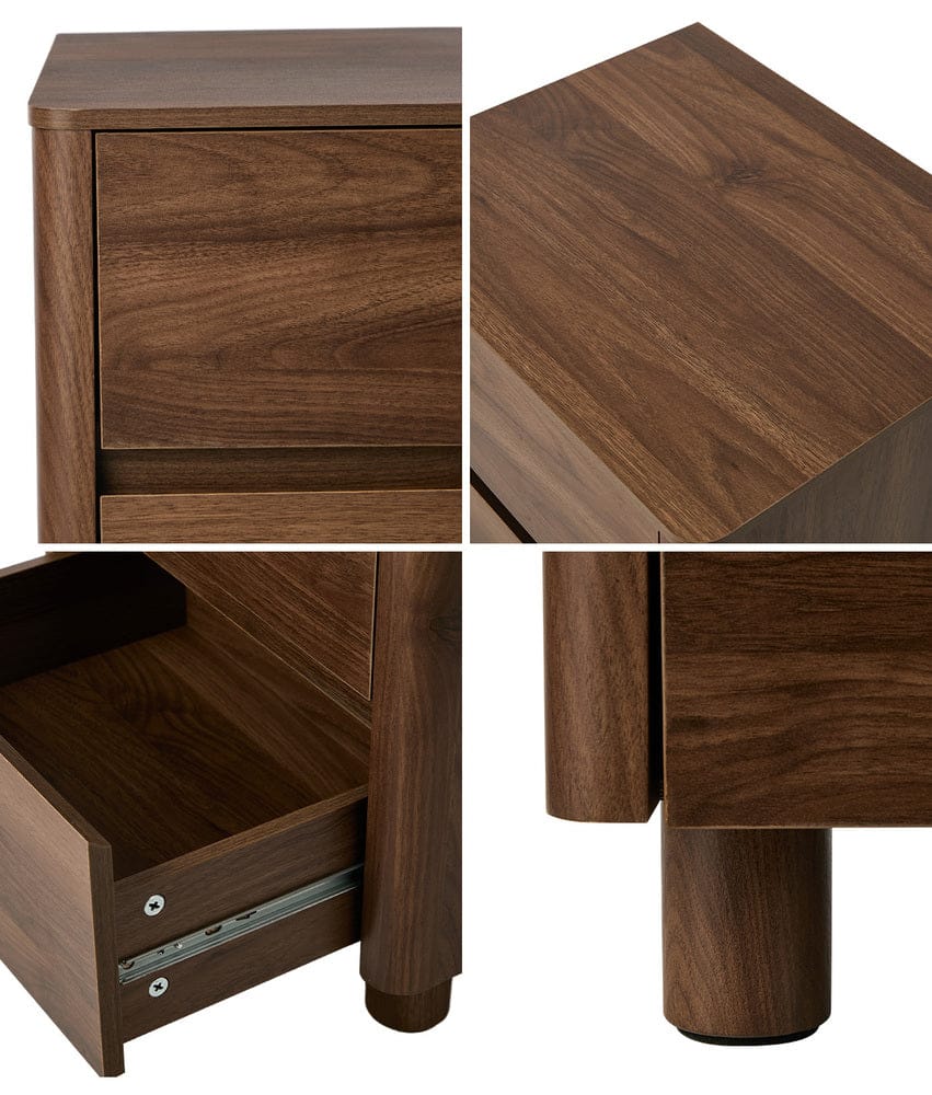 Oikiture Bedside Table Oikiture Bedside Table 2 Drawers Storage Cabinet Nightstand Walnut