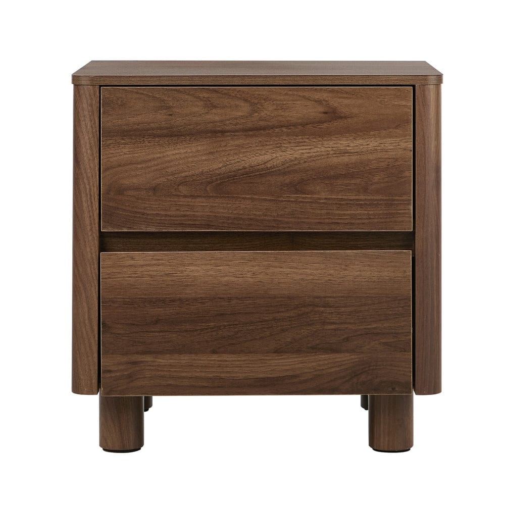 Oikiture Bedside Table Oikiture Bedside Table 2 Drawers Storage Cabinet Nightstand Walnut