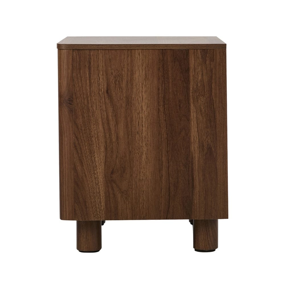 Oikiture Bedside Table Oikiture Bedside Table 2 Drawers Storage Cabinet Nightstand Walnut