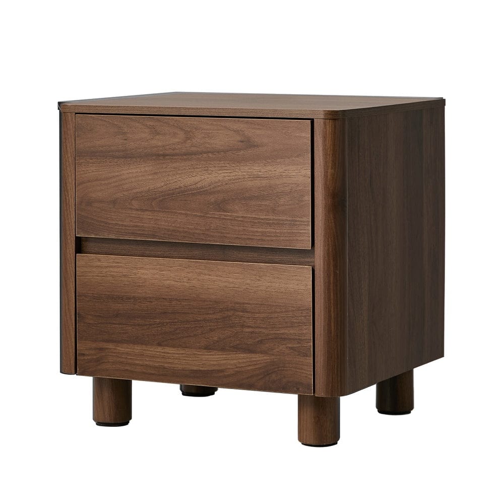 Oikiture Bedside Table Oikiture Bedside Table 2 Drawers Storage Cabinet Nightstand Walnut