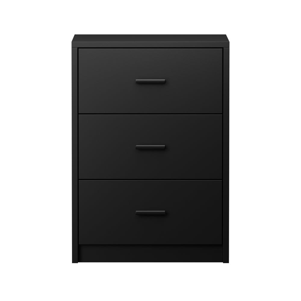 Oikiture Bedside Table Oikiture Bedside Table 3 Drawers Nightstand Bedroom Storage Black
