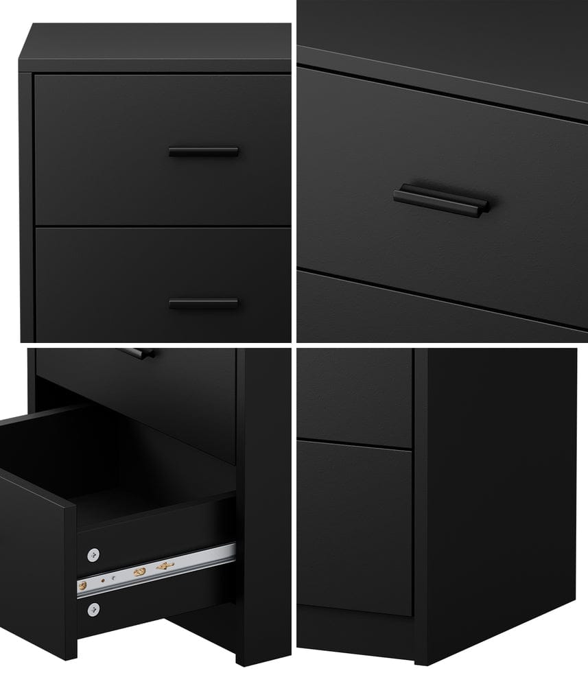 Oikiture Bedside Table Oikiture Bedside Table 3 Drawers Nightstand Bedroom Storage Black