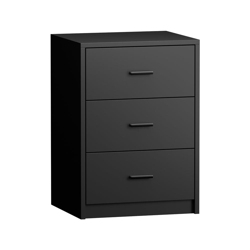 Oikiture Bedside Table Oikiture Bedside Table 3 Drawers Nightstand Bedroom Storage Black
