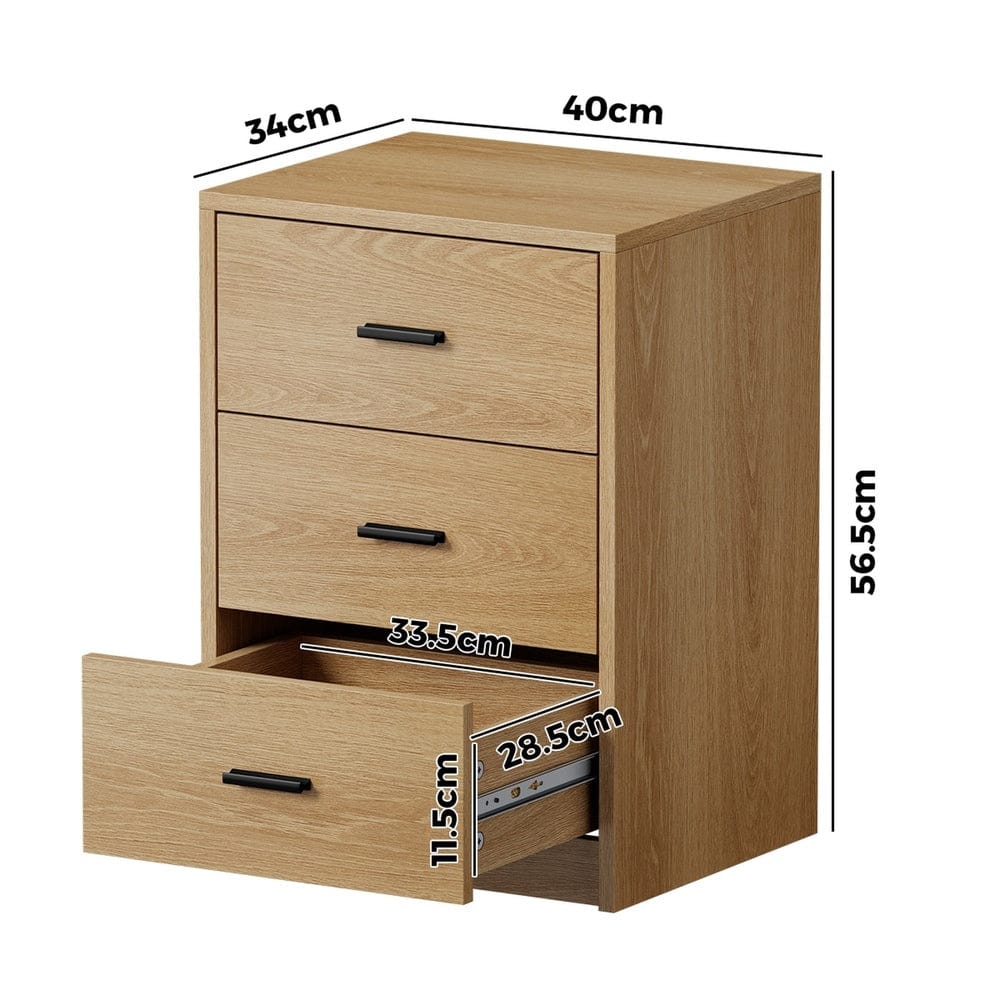 Oikiture Bedside Table Oikiture Bedside Table 3 Drawers Nightstand Bedroom Storage Natural